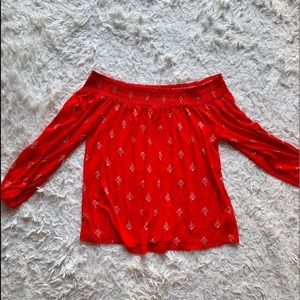 Orange/red floral off the shoulder top